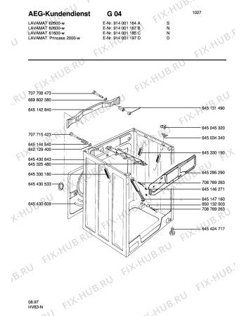 Взрыв-схема стиральной машины Aeg LAV62600-W N - Схема узла Housing 001